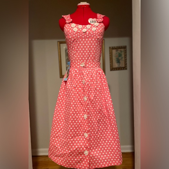 NWT Bettie Page Vintage Reproduction Pink & White Polkadot Playsuit Set - Picture 5 of 11